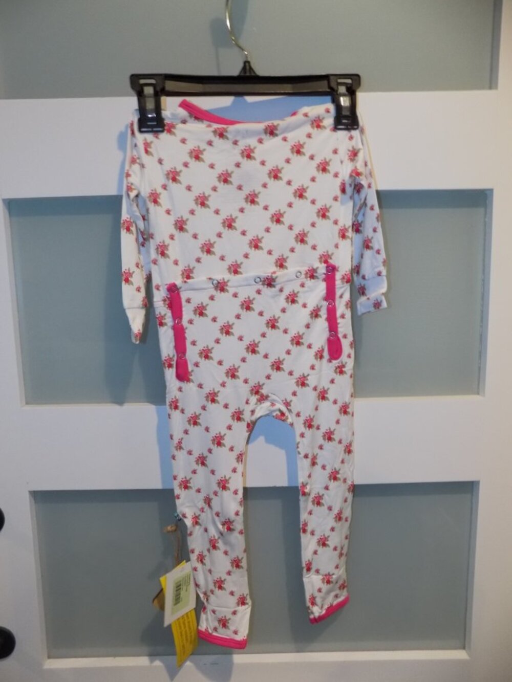 KicKee Pants Print Coverall W/Zipper Natural Rose Trellis Size: 18/24 Months NEW - Picture 3 of 3